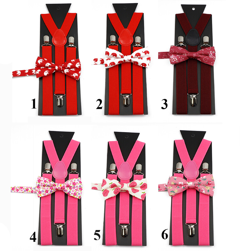 Modni uniseks komplet naramenica s crvenim ružičastim bijelim naramenicama s cvjetnim crtanim motivima, pamučnom leptir mašnom, elastičnim Y-leđima, muškim naramenicama za zabavu