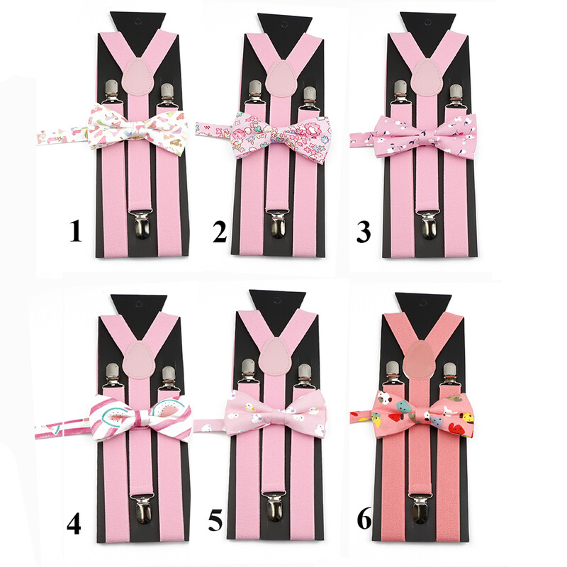 Modni uniseks komplet naramenica s crvenim ružičastim bijelim naramenicama s cvjetnim crtanim motivima, pamučnom leptir mašnom, elastičnim Y-leđima, muškim naramenicama za zabavu