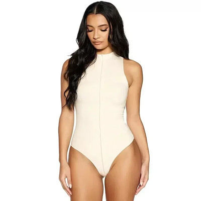 YUZHEXI O izrez Bodycon Tank Bodi Ženski ležerni uski modni jednodijelni kombinezon bez rukava Gornji dio narančasti