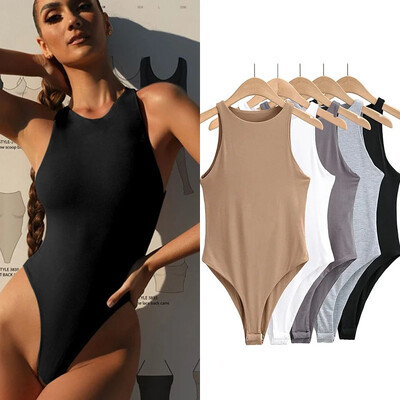 13 culori de vară, solid, sexy, fără mâneci, bodycon pentru femei, body subțire cu gât rotund, ocazional, body chic pentru damă