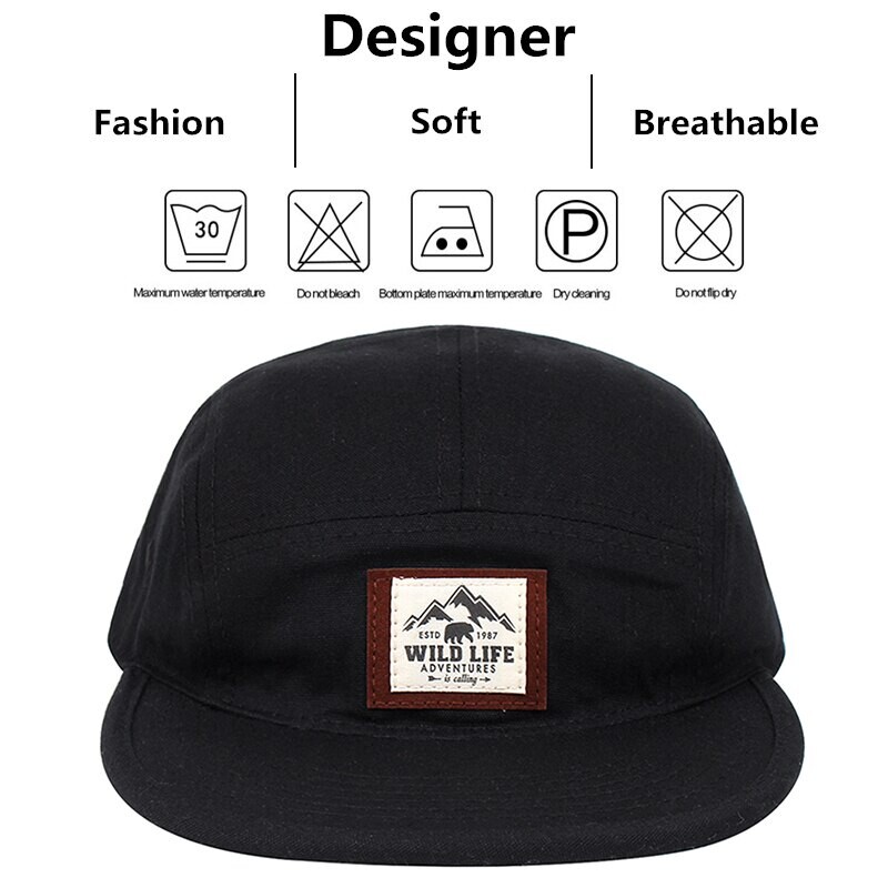 WILD LIFE Cotton 5 paneļu beisbola cepures Snapback cepures Bone Gorras Hombre Originales hiphopa cepures vīriešiem sievietēm regulējamas