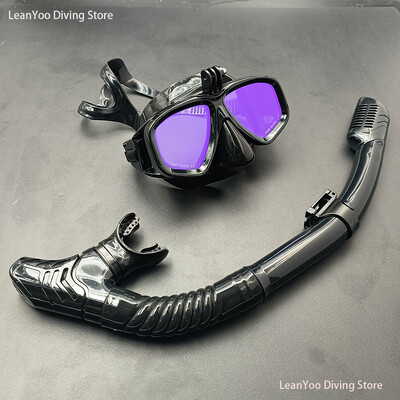 Maska za plivanje s visokoučinkovitim premazom leća za suhi set maski za ronjenje s disalicom i maskom za ronjenje od zatamnjenog kaljenog stakla s nosačem za kameru