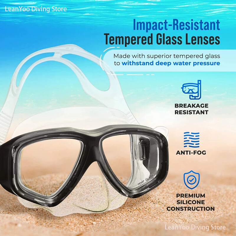Maska za plivanje s visokoučinkovitim premazom leća za suhi set maski za ronjenje s disalicom i maskom za ronjenje od zatamnjenog kaljenog stakla s nosačem za kameru