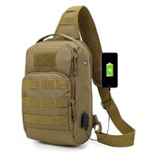 Geantă tactică de umăr Molle Rucsacuri de umăr Rucsac de zi cu sling Rucsac cu port de încărcare USB Piept Pescuit Camping Fanny Pack