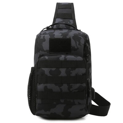 Geantă tactică de umăr Molle Rucsacuri de umăr Rucsac de zi cu sling Rucsac cu port de încărcare USB Piept Pescuit Camping Fanny Pack