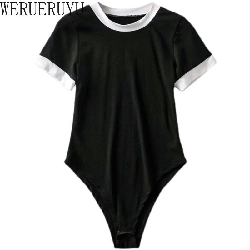 Modes Harajuku melns sieviešu bodijs Sexy Y2K vintage topi vasaras apģērbs korejiešu īsām piedurknēm sieviešu kombinezoni ar augstu vidukli