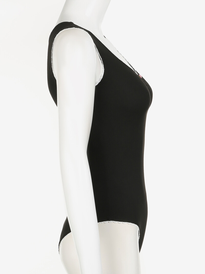 IAMSURE Basic, vienkrāsaini, mežģīņu apdari, bodiji, neformāli, seksīgi, plāni, V veida kakla izgriezuma bikses, sieviešu 2024. gada vasaras modes ielas apģērbs sievietēm