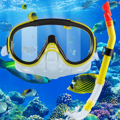 Echipament de snorkeling pentru adulți, mască de snorkeling cu vedere largă Set snorkeling pentru adulți pentru scufundări, scufundări, înot, călătorii (adulți)