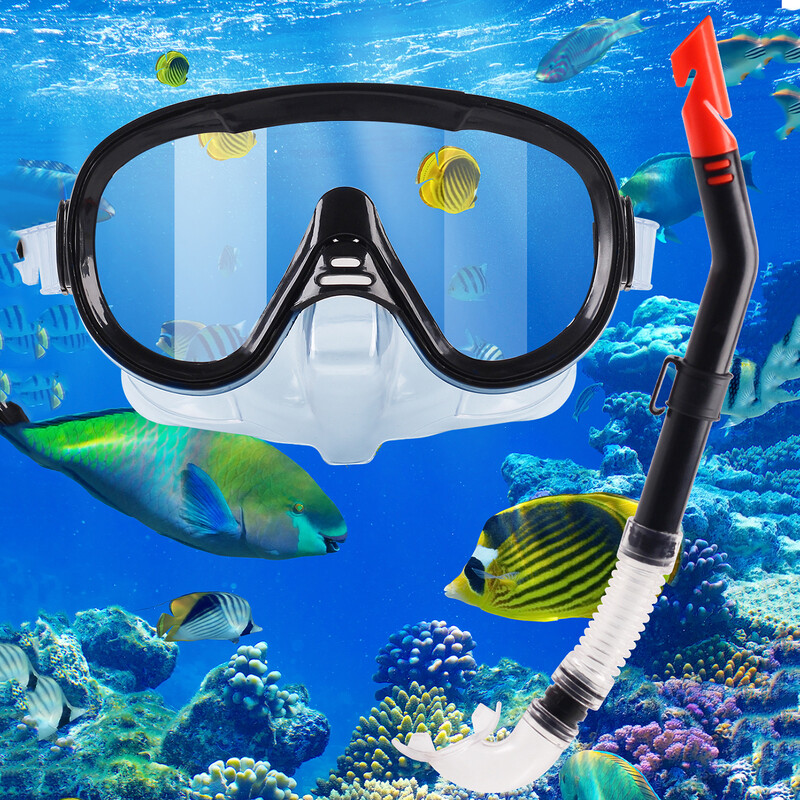 Aprīkojums snorkelēšanai pieaugušajiem, Plaša skata snorkelēšanas maska pieaugušajiem snorkelēšanas komplekts snorkelēšanai ar akvalangu peldēšanai (pieaugušajiem)