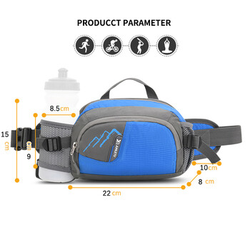 Fanny Pack Ζώνη για τρέξιμο Πορτοφόλι Τηλέφωνο Θήκη Nylon Bum Bag με θήκη για μπουκάλια αδιάβροχη για ποδηλασία για τρέξιμο πεζοπορία για τζόκινγκ