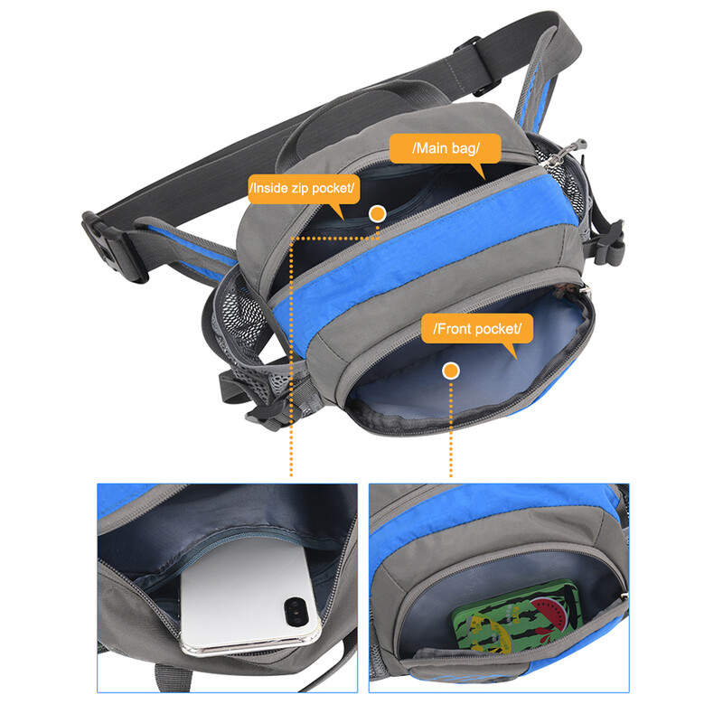 Fanny Pack skriešanas jostas somiņa telefona soma Neilona soma ar pudeles turētāju, ūdensnecaurlaidīga riteņbraukšanai, skriešanai, pārgājienam, skriešanai