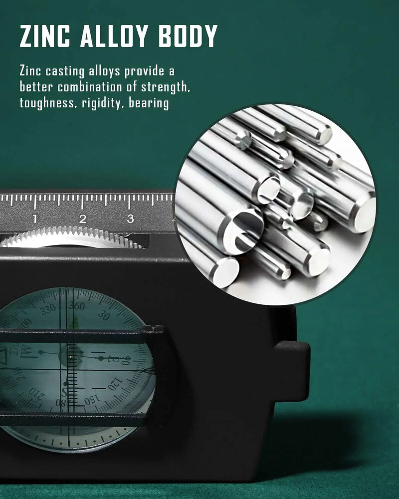 Тактически компас за оцеляване Високопрецизен професионален метален мерник Компас Светещ за туризъм на открито Катерене Проучване на геология