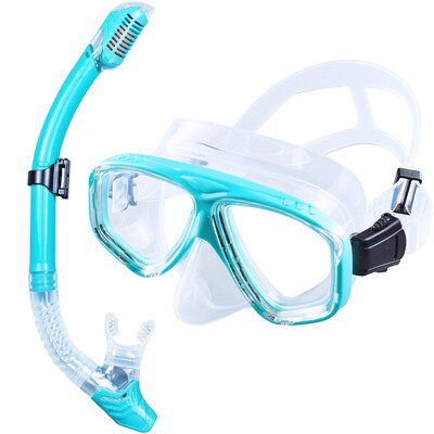 Dry Snorkel Set Niršanas maska Profesionālas ar akvalangu peldēšanas aizsargbrilles pret noplūdi pret miglas platuma skata rūdīta stikla lēcas pieaugušajiem jauniešiem