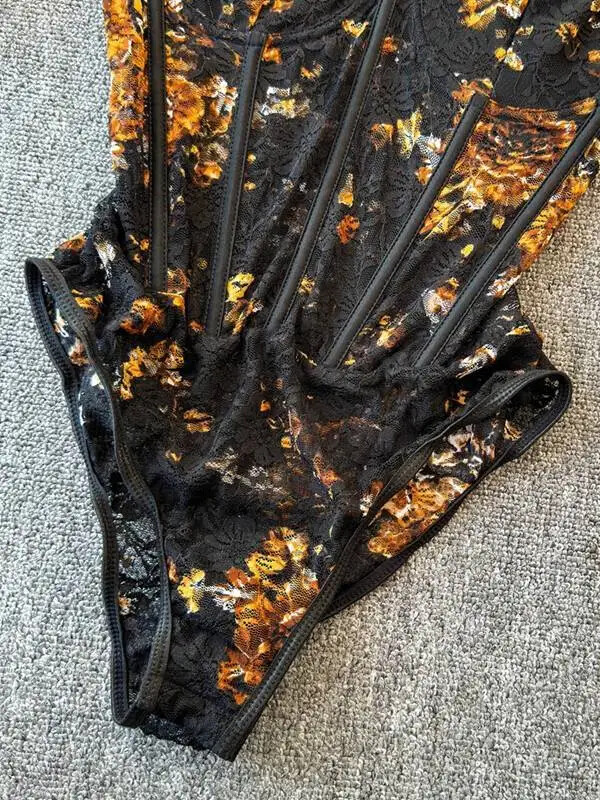 Foamlina seksīgs, erotisks, mežģīņu bikšturis, sieviešu 2024. gada jauna dizaina kombinezons ar spageti veste ar plānu apakšu