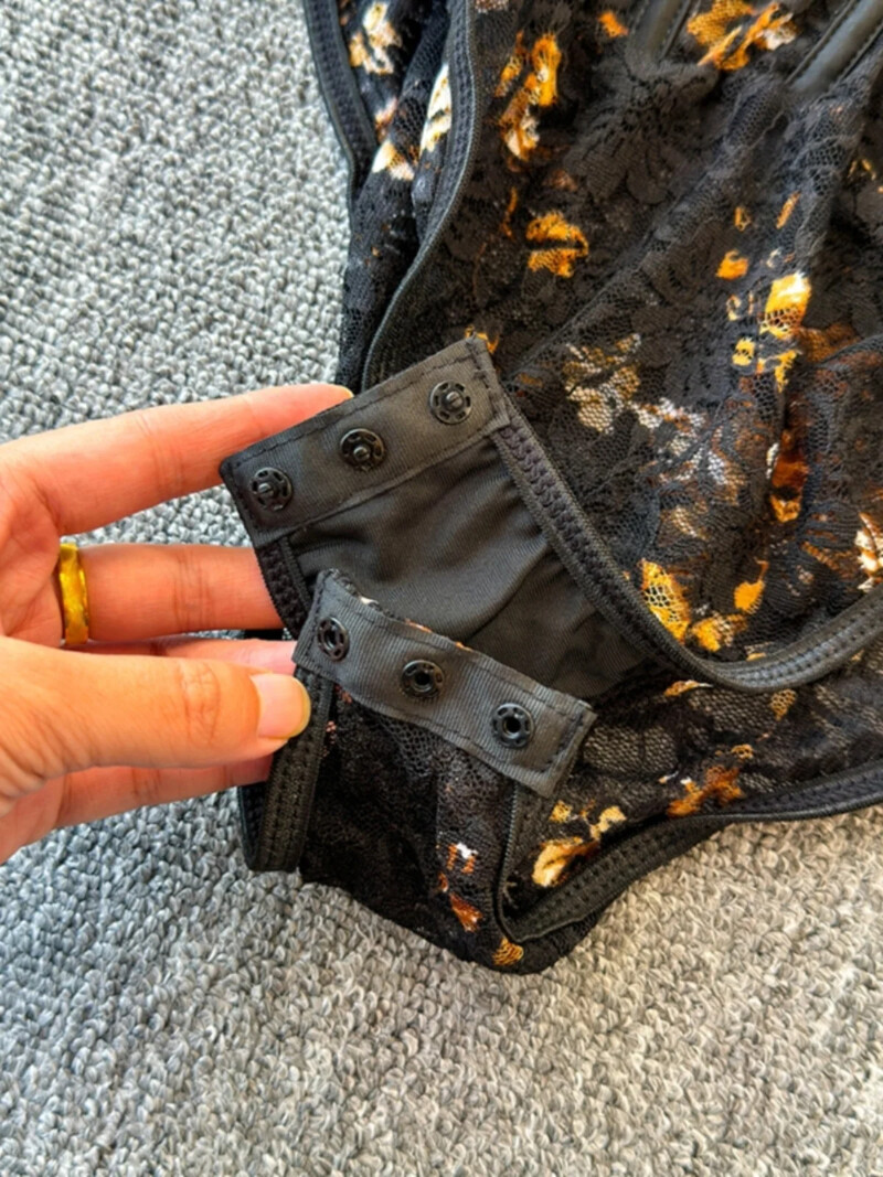 Foamlina seksīgs, erotisks, mežģīņu bikšturis, sieviešu 2024. gada jauna dizaina kombinezons ar spageti veste ar plānu apakšu