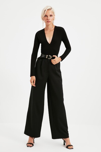 Trendyol TYZA Body tricotat pentru femei, cu decolteu în V adânc, cu închidere, primăvară, toamnă, croială elastică, mâneci lungi, topuri sexy