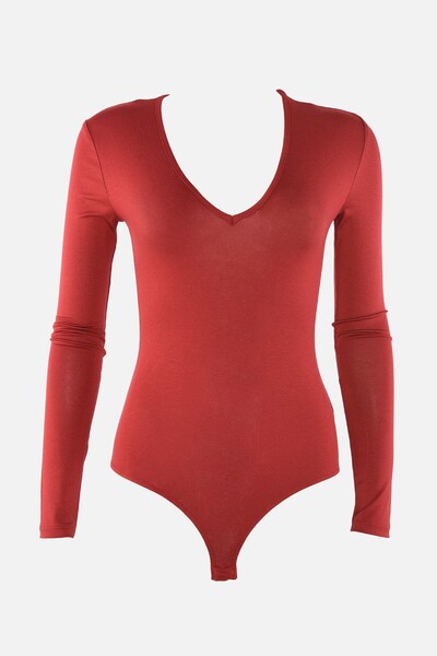 Trendyol TYZA Body tricotat pentru femei, cu decolteu în V adânc, cu închidere, primăvară, toamnă, croială elastică, mâneci lungi, topuri sexy