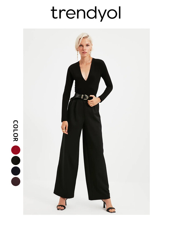 Trendyol TYZA Body tricotat pentru femei, cu decolteu în V adânc, cu închidere, primăvară, toamnă, croială elastică, mâneci lungi, topuri sexy