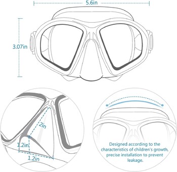 Premium Quality Low Volume Freediving Mask - Teenager Silicone Swimming Mask Mirrored Lens Scuba Dive Glasses