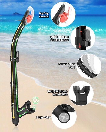 Κατάδυση Snorkel Professional SwimmingUnderwater Breathing Tube Sube Equipment, Diving and Snorkeling Device, Full Dry Snorkel