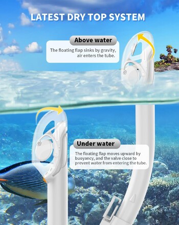 Κατάδυση Snorkel Professional SwimmingUnderwater Breathing Tube Sube Equipment, Diving and Snorkeling Device, Full Dry Snorkel