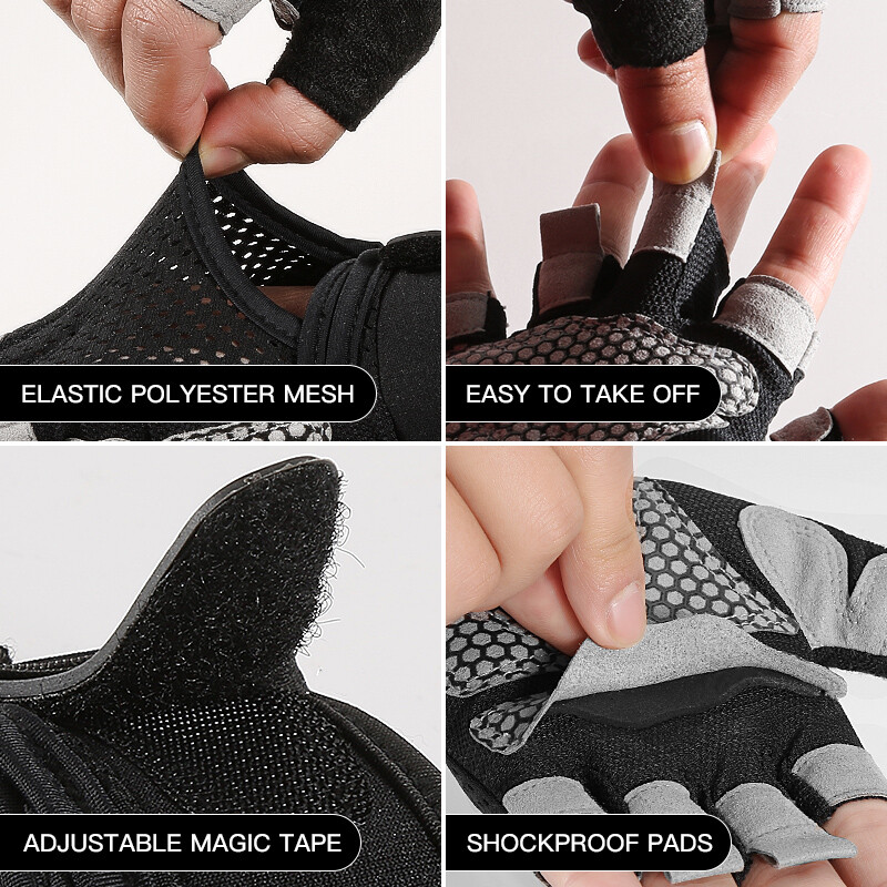 Gym Sport Fitness Rukavice za biciklizam Ružičaste za muškarce i žene Prozračne rukavice s pola prsta, protiv znojenja i neklizajuće