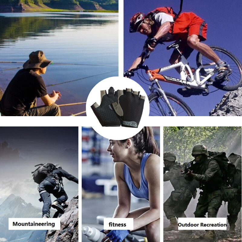 Puspirkstu cimdi Sporta zāle Fitness Pretslīdes Sievietēm Vīriešu Gel Pad Riteņbraukšana Bezpirkstiem Cimdi Velosipēdu piederumi