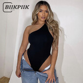 BIIKPIIK Seksualūs, be nugaros, vieno peties moteriški kombinezonai Madingi klubiniai drabužiai be rankovių šliaužtinukai Karšta laisvalaikio solidi, plona, glausta apranga