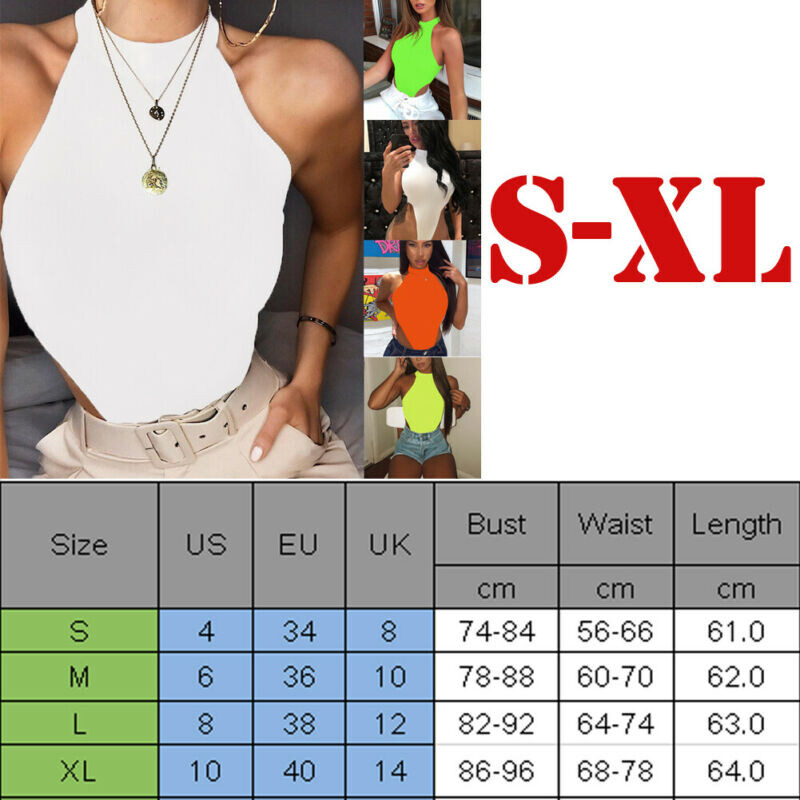 Femei, dama, sexy, fără mâneci, de culoare solidă, cu croiala înaltă, subțire, skinny, bodycon, club, plajă, moda, body cu halter tricou