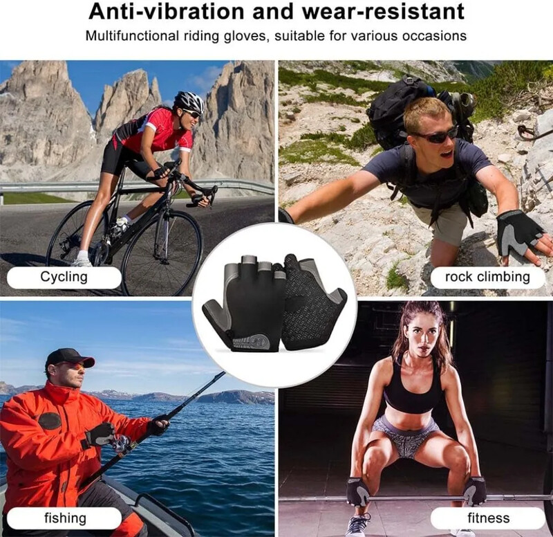 Gimnastikos pirštinės Moterys Vyrai Svorio kilnojimas Crossfit Kultūrizmas Hanteliai Pirštinės Neslystančios Pirštinės be pirštų, skirtos jėgos kilnojimui