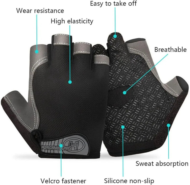 Gimnastikos pirštinės Moterys Vyrai Svorio kilnojimas Crossfit Kultūrizmas Hanteliai Pirštinės Neslystančios Pirštinės be pirštų, skirtos jėgos kilnojimui