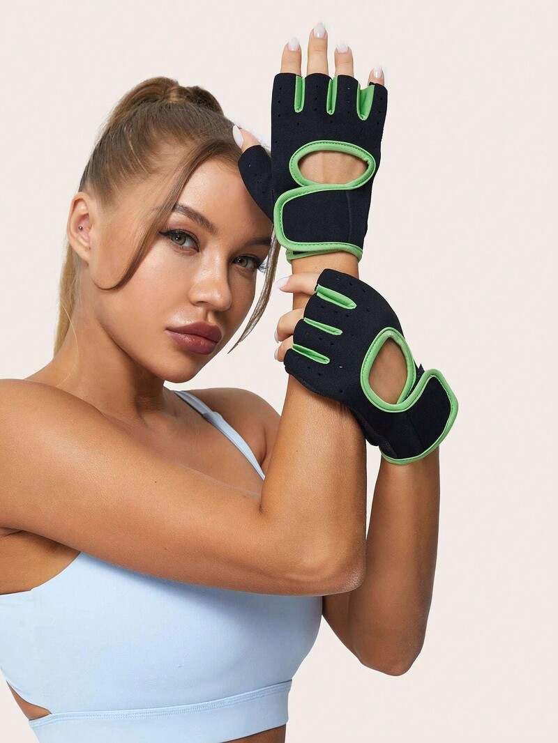 1 pora fitneso kvėpuojančių pratimų vyrams ir moterims, besitreniruojantiems horizontalioje juostoje, dviračiu, puspirščiu riešo apsauga neslystančios pirštinės