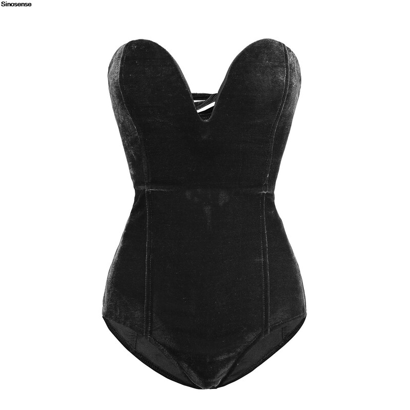 Body de catifea pentru femei Bandeau, cu top cu tuburi