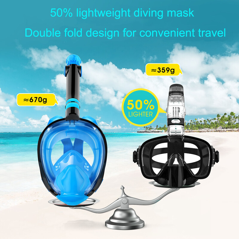 Set de mască de snorkeling anti-ceață pliabilă cu sistem complet uscat, potrivit pentru înot liber, echipament profesional de snorkeling F