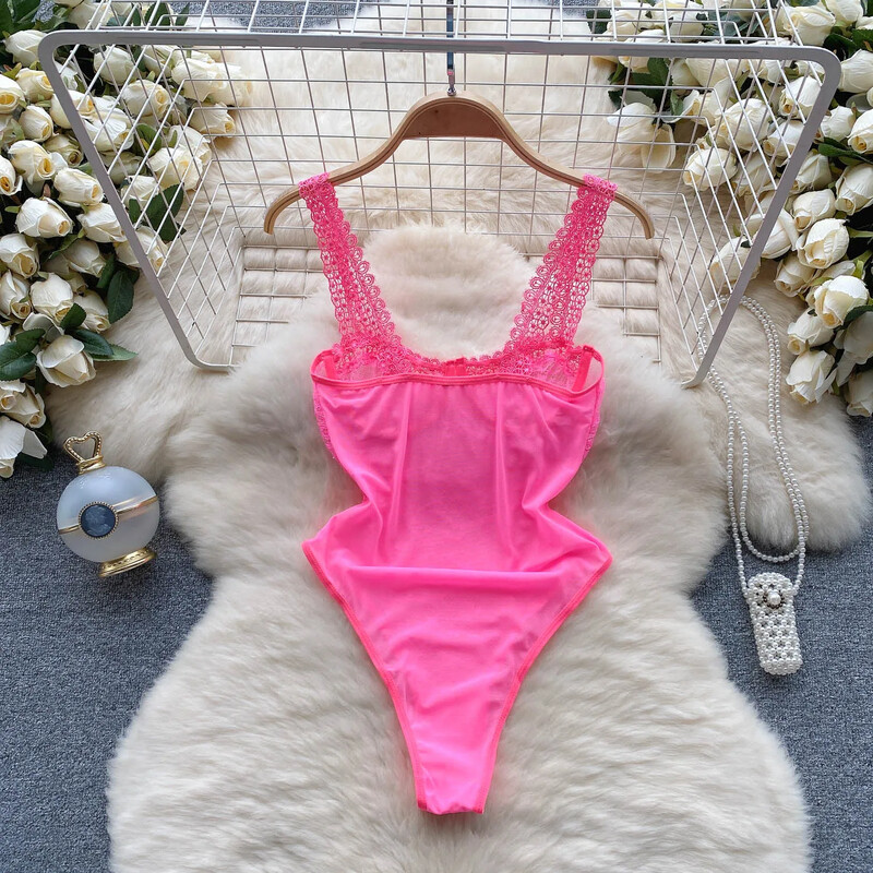 Sieviešu Hotsweet Hollow Out Vintage mežģīnes, sietveida bodiji Šiki bezpiedurkņu kombinezoni Slim Top Rompers vasaras pludmales apģērbs