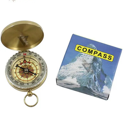 Visokokvalitetni džepni mesingani zlatni kompas za kampiranje i planinarenje, prijenosni Brujula kompas za hitne slučajeve, navigacija za aktivnosti na otvorenom