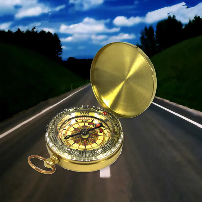 Visokokvalitetni džepni mesingani zlatni kompas za kampiranje i planinarenje, prijenosni Brujula kompas za hitne slučajeve, navigacija za aktivnosti na otvorenom