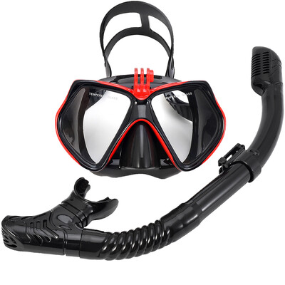 Snorkel Set Niršanas maska GoPro zemūdens sporta kamerai Pretmiglas Profesionālās peldēšanas brilles Sausā snorkelēšanas caurule pieaugušajiem