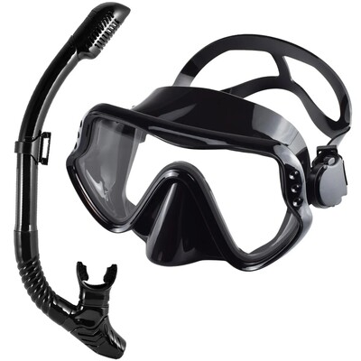 Set de snorkeling uscat Mască de scufundări pentru adulți din sticlă securizată Echipament de snorkeling panoramic profesional pentru antrenament de înot Kit de snorkel