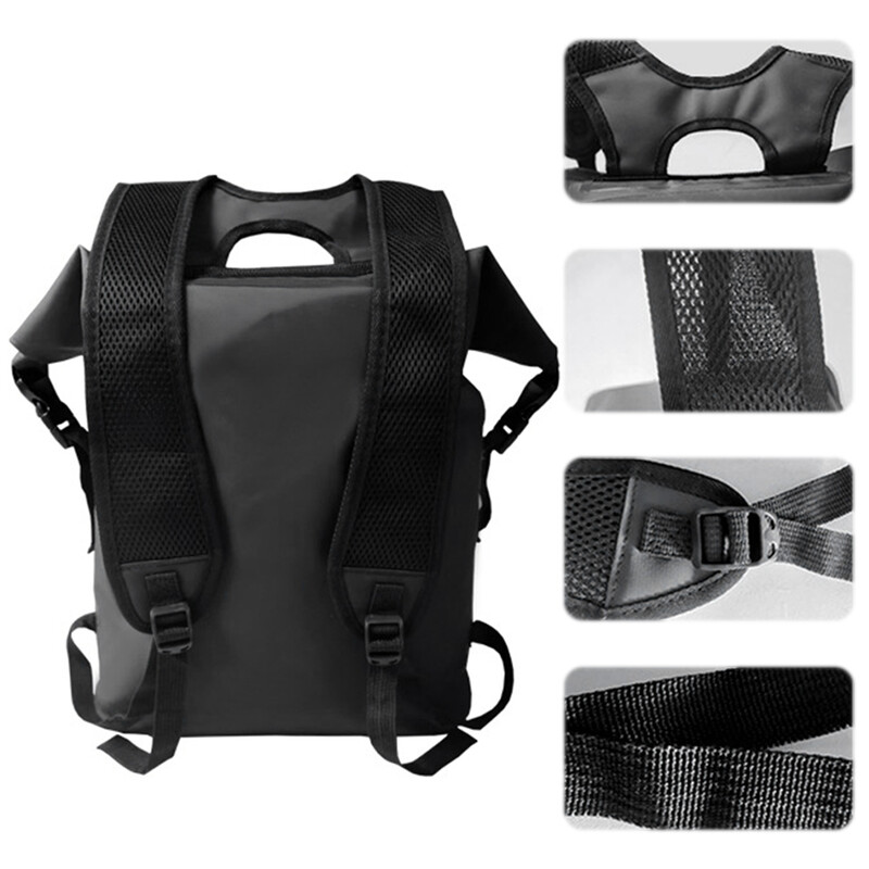 25 l ūdensnecaurlaidīga mugursoma augšpuses soma Lielas ietilpības rolltop pludmales soma PVC peldes mugursoma pārgājieniem kempingā