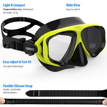 COPOZZ Professional Diving Scuba Mask No Fogging Snorkeling Scuba Dive Γυαλιά Seal Diving Tempered Glass Mask Ανδρικά γυαλιά