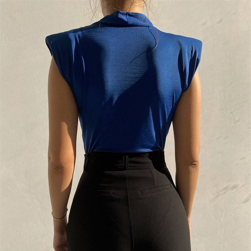 Seksīgs, masīvs sieviešu bodijs, moderns, izgriezīgs V-veida kakla izgriezums, bodikons bez piedurknēm, sieviešu kombinezons, elegants vintage ar polsterētu plecu daļu