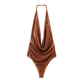 Zach Ailsa 2024 Vasara Jauns produkts Sieviešu modes novājēšanu grumbu dekorēšana Metāla folija piekarināma kakla apkakle Bareback kombinezons