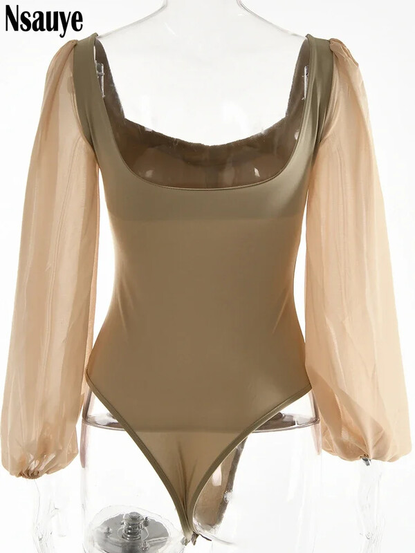 Nsauye 2022. jesen ljeto plašt dugih puf rukava mršave ženske hlače bodi Y2K modni kombinezon s četvrtastim ovratnikom gornji dijelovi tijela