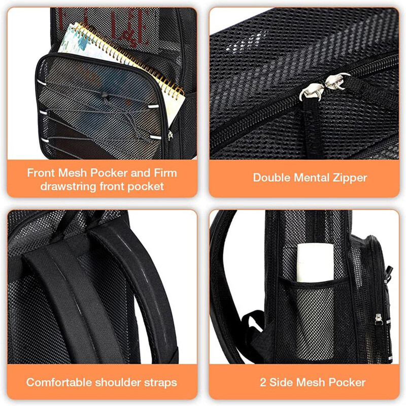 Rucsac din plasă Poșetă Curea de umăr transparentă Genți de gimnastică portabile de mare capacitate Respirabil Rezistent la uzură pentru navetă Înot