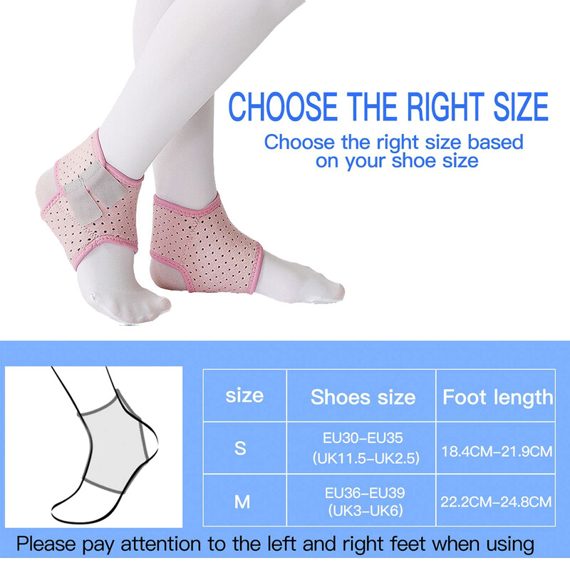 1 pereche de suporți pentru glezna pentru copii, stabilizator de gleznă, protector de gleznă pentru copii reglabil, învelișuri pentru sport, dans, suport pentru picioare, suport pentru arc