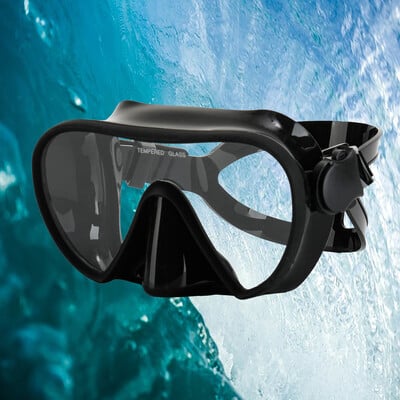 Scuba Diving Snorkeling Mască fără cadru Sigiliu perfect Fusta din silicon Ochelari de înot panoramici din sticlă securizată Adecvați pentru adulți