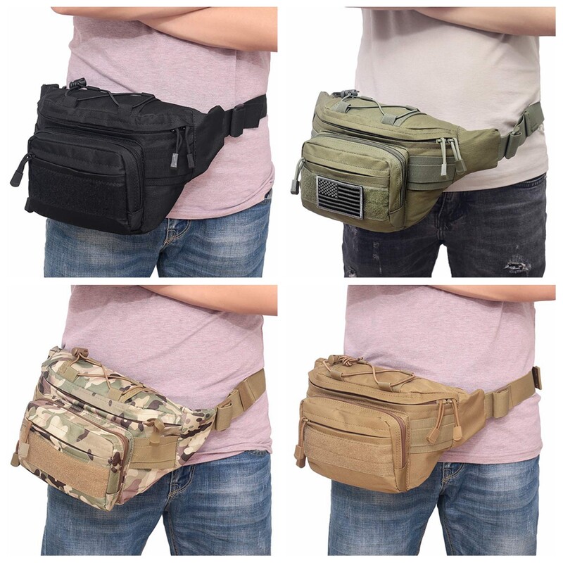 Outdoor Tactical Waist Bag 600D Nylon Oxford Outdoor EDC Fanny Pack Utility Vidukļa somiņa Āra Bumbag Medības Kempinga Gurnu somas