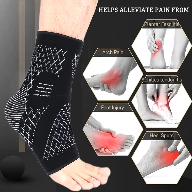 1 gab. Pēdu atbalsta un potītes stiprinājuma zeķes sievietēm un vīriešiem, potītes kompresijas piedurkņu locītavu sāpju mazināšana, tendinīta un plakano pēdu mazināšana