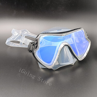 Lentile oglindă Mască de scufundări pentru adulți Set de snorkel Set de ochelari de snorkeling anti-ceață Mască de scuba Mască de înot Ochelari de protecție cu lentile din sticlă temperată Bărbați